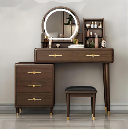 Simple Bedroom Furniture Dressing Table Set with Makeup Stool Smart Led Light Mirror Multi-functional