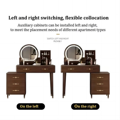 Simple Bedroom Furniture Dressing Table Set with Makeup Stool Smart Led Light Mirror Multi-functional