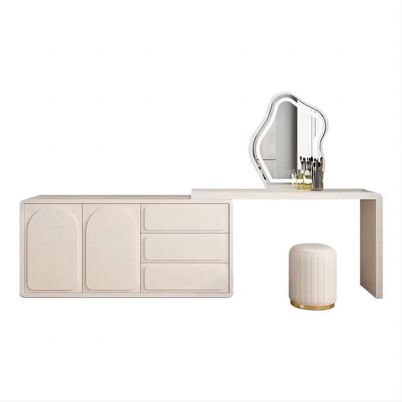 Bedroom with Lighted Mirror Storage Cabinet Integrated Modern Minimalist Small Dressing Table Light Luxury Makeup Dressing Table