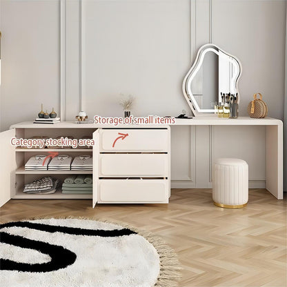 Bedroom with Lighted Mirror Storage Cabinet Integrated Modern Minimalist Small Dressing Table Light Luxury Makeup Dressing Table