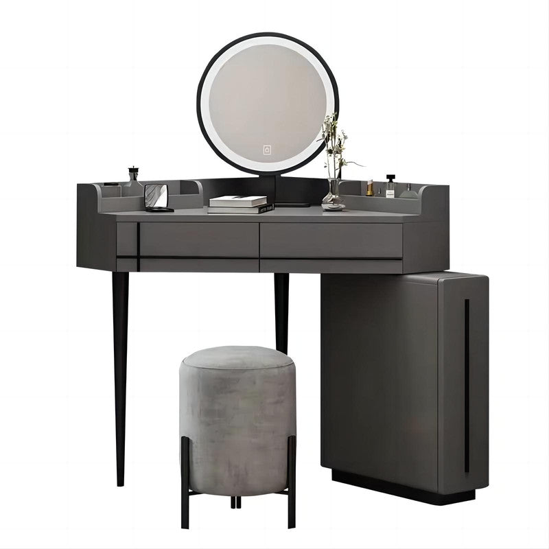 Bedroom with Lighted Mirror Storage Cabinet Integrated Modern Minimalist Small Dressing Table Light Luxury Makeup Dressing Table