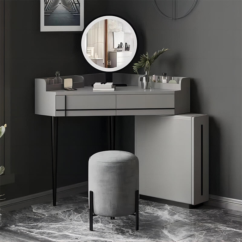 Bedroom with Lighted Mirror Storage Cabinet Integrated Modern Minimalist Small Dressing Table Light Luxury Makeup Dressing Table