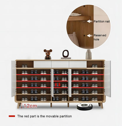 Shoe Storage Cabinet Multi-functional Solid Wood Shoe Rack Living Room Shoe Rack with Door Cabinet