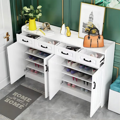 New Simple Style Shoe Cabinet All-match White Large-capacity Living Room Locker Porch Shoe Rack Wooden Shoe Cabinet