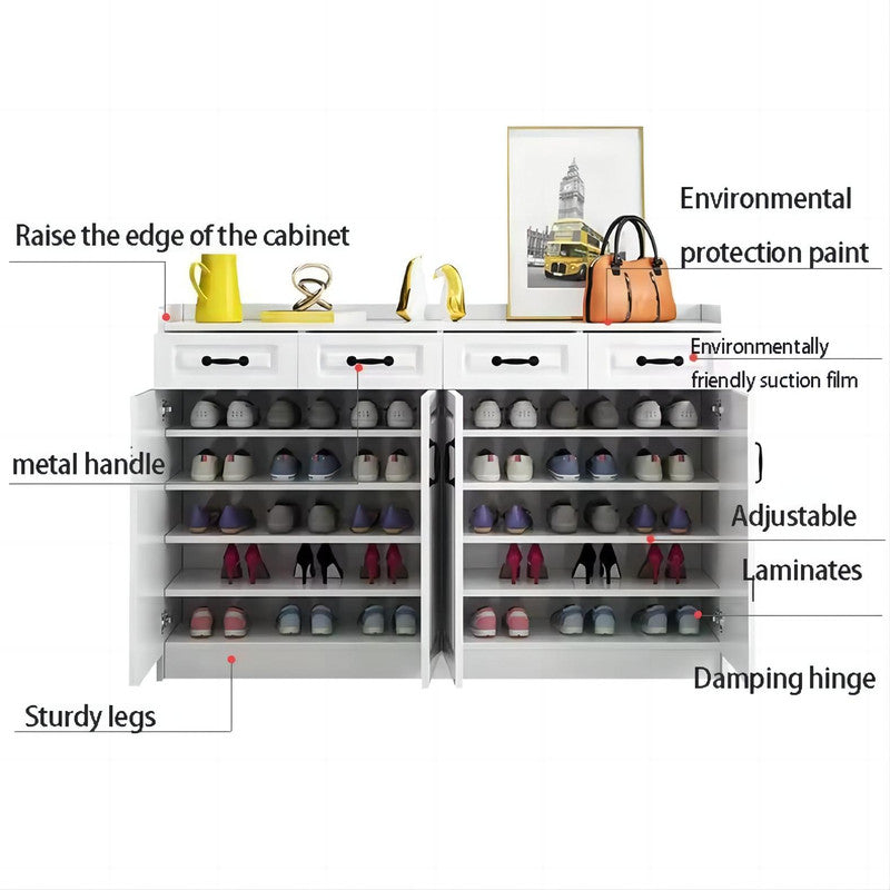 New Simple Style Shoe Cabinet All-match White Large-capacity Living Room Locker Porch Shoe Rack Wooden Shoe Cabinet