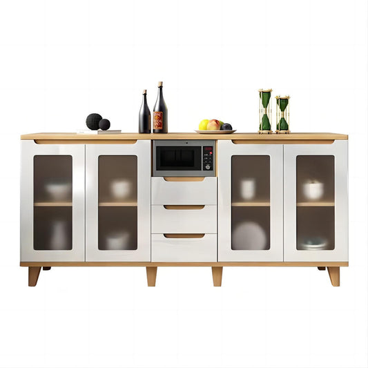 Modern Solid Wood White Gloss Paint Sideboard Kitchen Cabinet Household Furniture